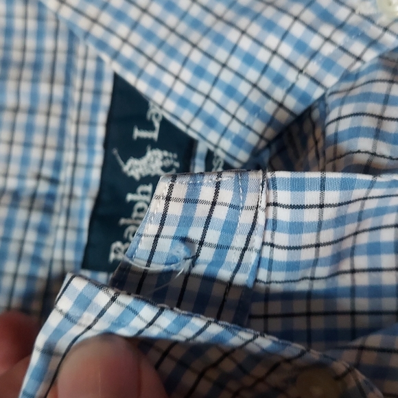 Ralph Lauren custom fit size s shirt blue plaid with blue pony - Picture 4 of 4
